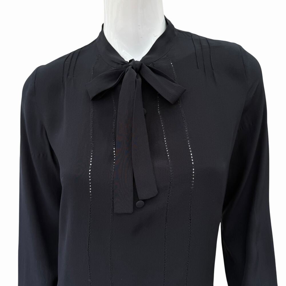 APC Black Silk “Madras” Secretary Blouse XS